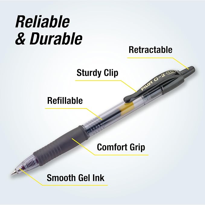 Pilot G2 Premium Refillable & Retractable Rolling Ball Gel Pens, Bold Point - Image 3