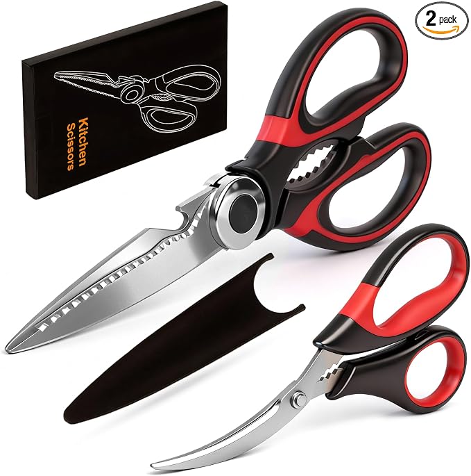 Kitchen Shears Set of 2, Heavy Duty Kitchen Scissors Seafood Scissors, by YEVEETTE