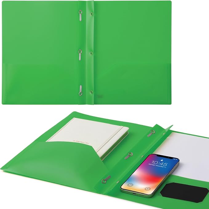 Mr. Pen- Plastic Folders with Pockets and Prongs, 48 Pack, Letter Size | Green - Image 7