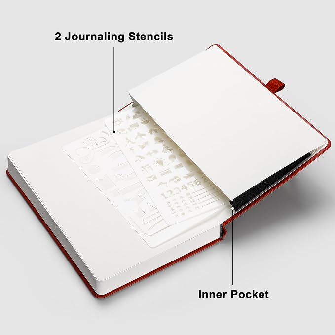 RETTACY Dotted Journal Notebook, 192 Pages, A5 Medium Size, Leather Hardcover - Image 7