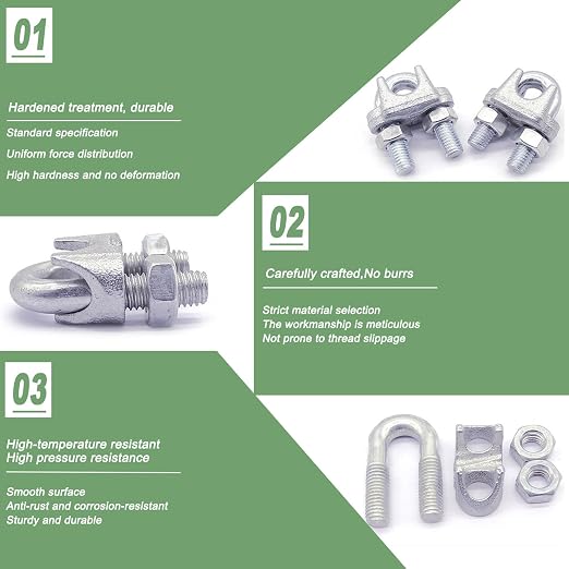 30 PCS 1/8 Inch Wire Rope Clamps, M3 Heavy Duty Galvanized Wire Cable Clamps - Image 5