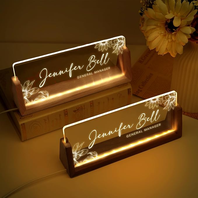 Custom Name Plate for Desk, Personalized Light Up Acrylic Desk Name Plate - Image 5