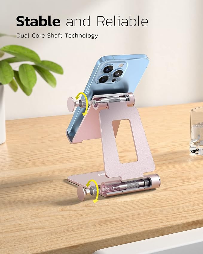Nulaxy Dual Folding Cell Phone Stand, Fully Adjustable Foldable Desktop Phone - Image 4