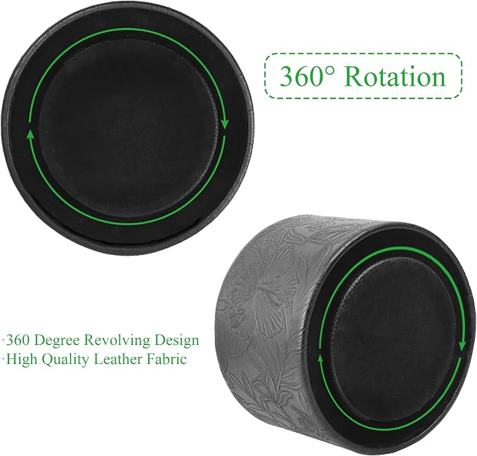 Hennaja Round Leather Art Supply Organizer, Remote Control Holder, 360 Degree - Image 4
