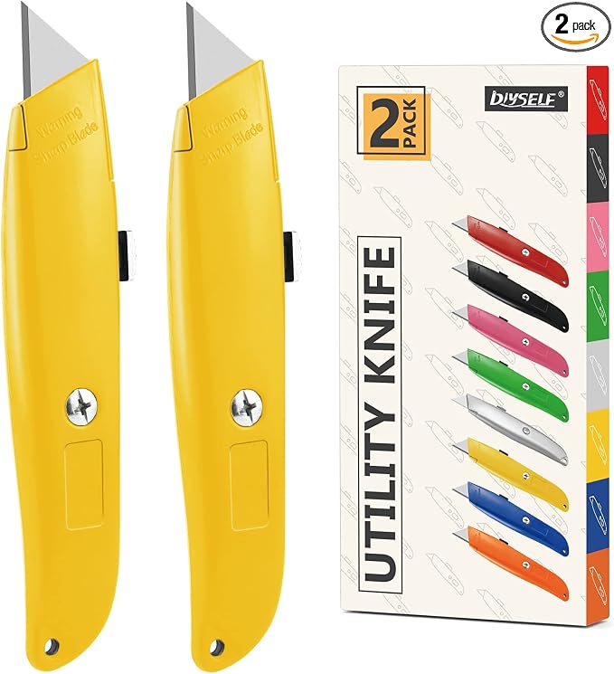 DIYSELF 2Pack Utility Knife Box Cutter Retractable Blade Heavy Duty PVC Pipe by DIYSELF