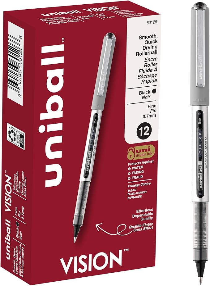 uni-ball Vision Rollerball Pens, 0.7 mm, Fine Point by uni-ball
