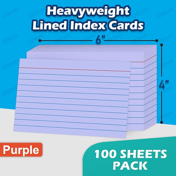 Purple Index Cards 4x6 Lined Ruled Flash Note Cards 100 Count, 220 GSM Heavy - Image 2
