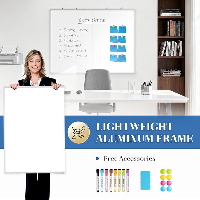 48" x 36" White Board Dry Erase, Double-Sided Foldable Magnetic Whiteboard - Image 4
