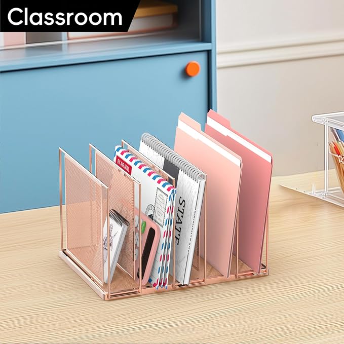File Organizer for Desk, 5-Section Vertical File Sorter, Paper Holder Organizer - Image 6