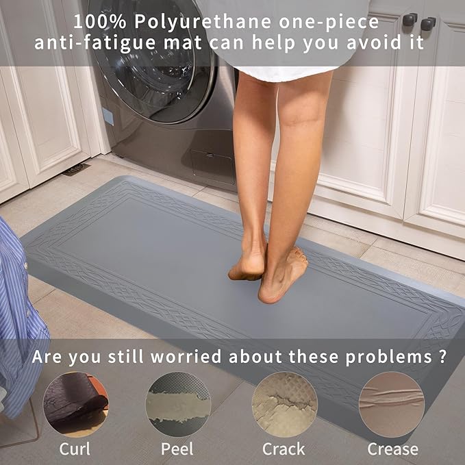 24 x 60 Inch Extra Support Anti Fatigue Comfort Kitchen Mat, Waterproof Long Kitchen Runner, Non-Slip Standing Desk Mat, Commercial Pads for Offices, Home, Garages (Bordeaux Grey, 24'' x 60'')-DeskLoop Office