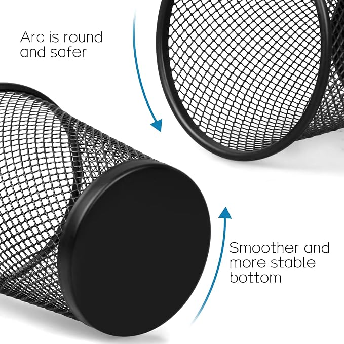 QYH Mesh Pencil Holder for Desk 6 Pack, Metal Pen Cup Black | Pen Holder for - Image 4