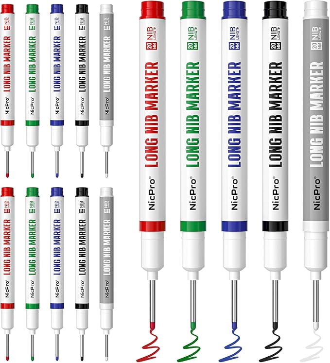 Nicpro 15 PCS Long Nib Marker Pens, 20mm Deep Hole Marker, Quick Dry & by Nicpro