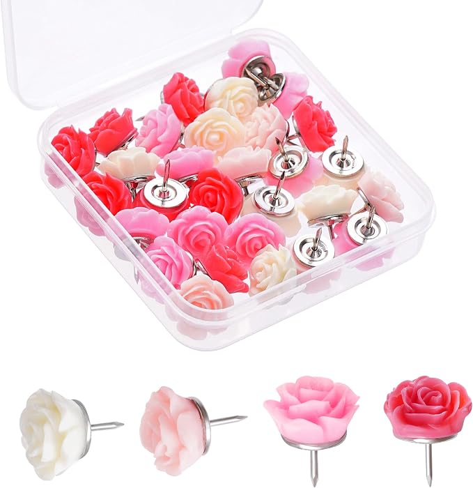 hoyuwak 30pcs Push Pins Cute Decorative Flower Thumb Tacks Bulletin Board Color by hoyuwak