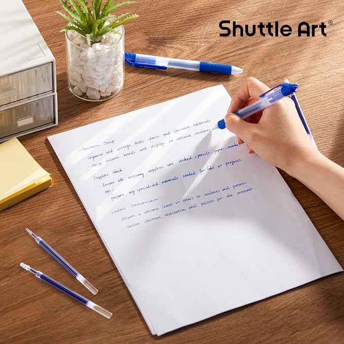 Shuttle Art Retractable Gel Pen Refills, 30 Pack Blue Rollerball Gel Ink Pens - Image 6