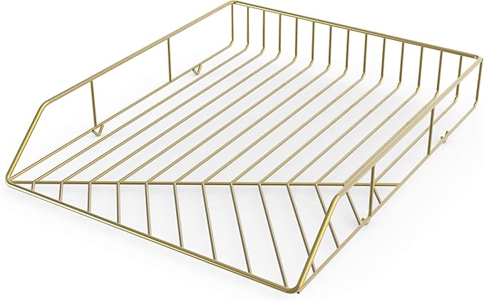 U Brands Metal Paper Tray, Letter Size, Desktop Accessory, Vena Collection, Gold, 3233U03-12