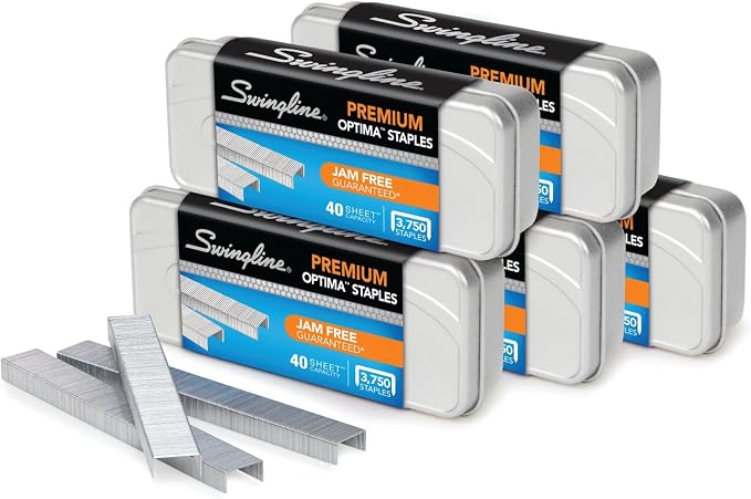 Swingline Staples, 1/4" Length, Jam Free, 210 Per Strip, 5 Pack by Swingline
