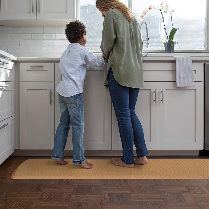 GelPro Elite Premier Gel & Foam Anti-Fatigue Kitchen Floor Comfort Mat, 20" x 72", Basketweave Khaki-DeskLoop Office