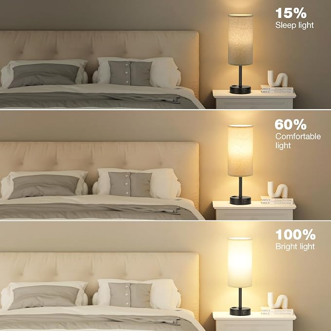 Fenmzee Beige Touch Table Lamp for Bedroom - Image 4