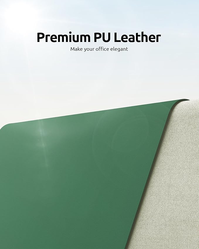 YSAGi Leather Desk Pad Protector, Office Desk Mat, Large Mouse Pad, Non-Slip PU Leather Desk Blotter, Laptop Desk Pad, Waterproof Desk Writing Pad for Office and Home (Jade Green, 31.5" x 15.8")-DeskLoop Office