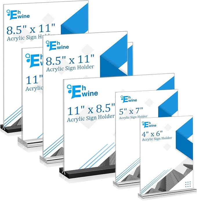 EHWINE 12 Pack Acrylic Sign Holder 8.5 x 11, Double-Sided Stand up Table Top - Image 7