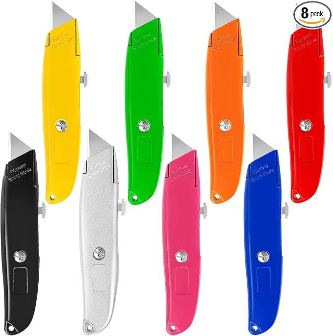 DIYSELF 8 Pack Box Cutters, Premium Utility Knife, Box Cutter Retractable Heavy by DIYSELF
