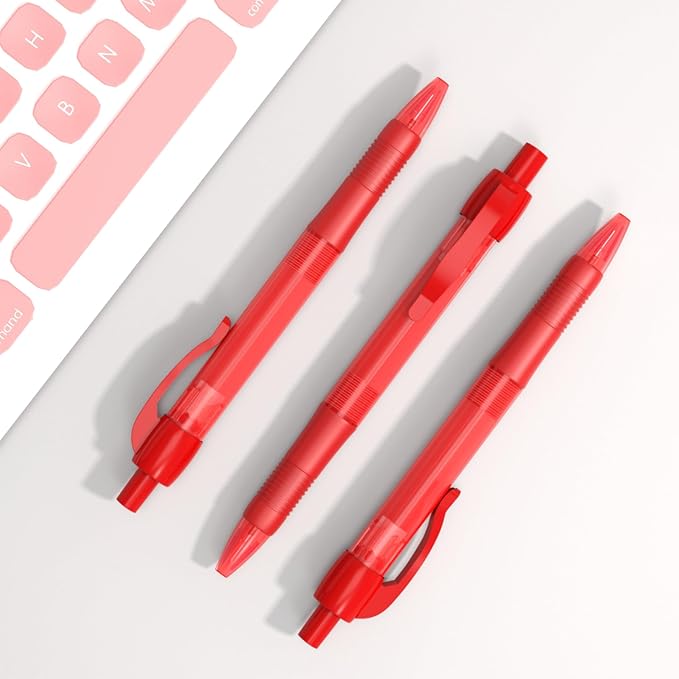 deegtran Pens Bulk, 30 Pack No Bleed Red Ink Click Pens - Image 6