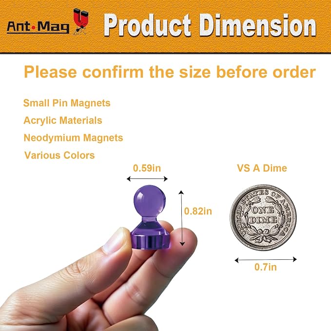 Ant Mag Magnetic Push Pins, 10 Pack Strong Whiteboard Magnets - Image 2