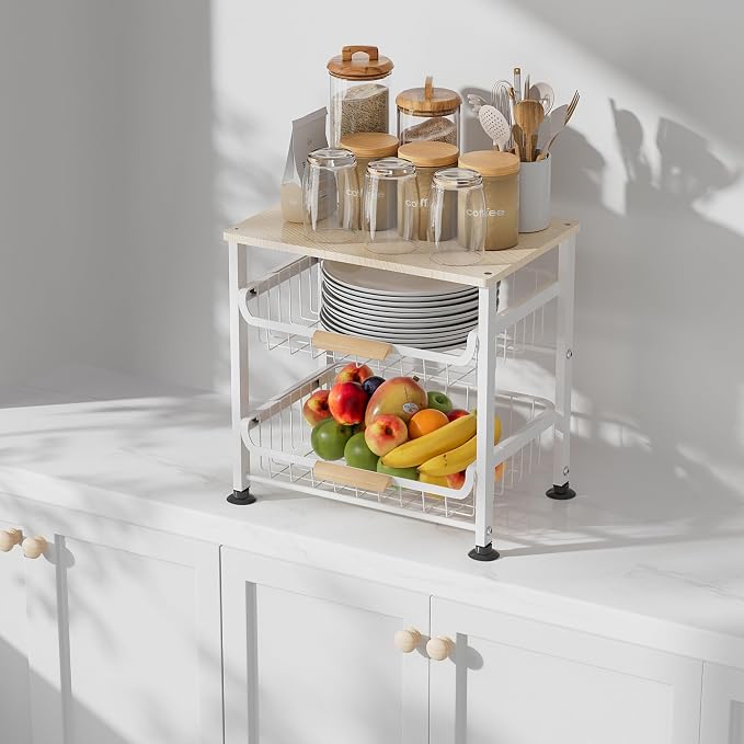 NiuYichee 3-Layer Kitchen Fruit Storage Basket Snack Rack, countertop Storage - Image 2