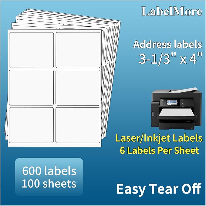 LabelMore 3 1/3 x 4 Labels by LabelMore