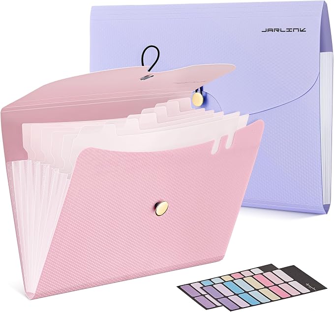 JARLINK 7 Pockets Expanding File Folder, A4 Accordion File Folders by JARLINK