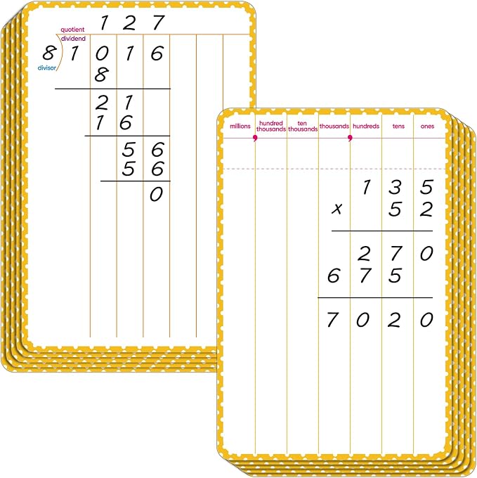 10 Packs Division Whiteboards, Dual-Sided Erasable Design by Unknown