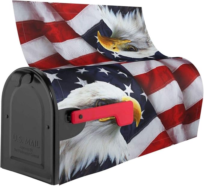Ouqiuwa American Flag Welcome Magnetic Mailbox Cover, Mailbox Wrap Decorative - Image 3