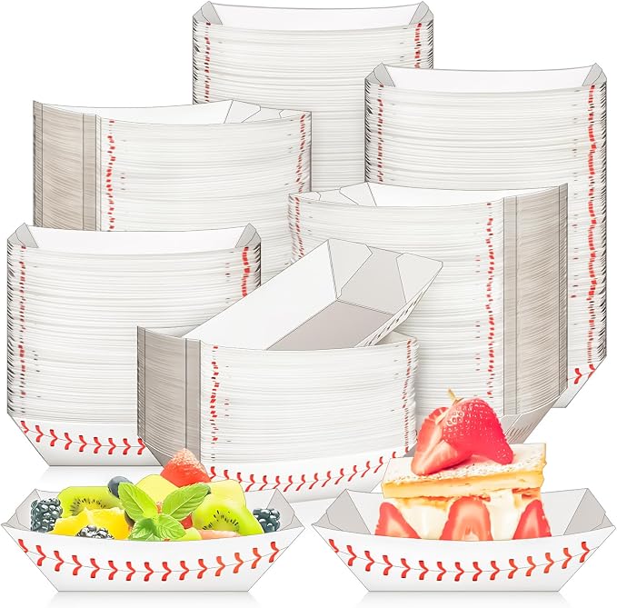 200 Pack 1/2Lb Paper Food Boat Trays, Baseball Birthday Decorations Baseball by MotBach