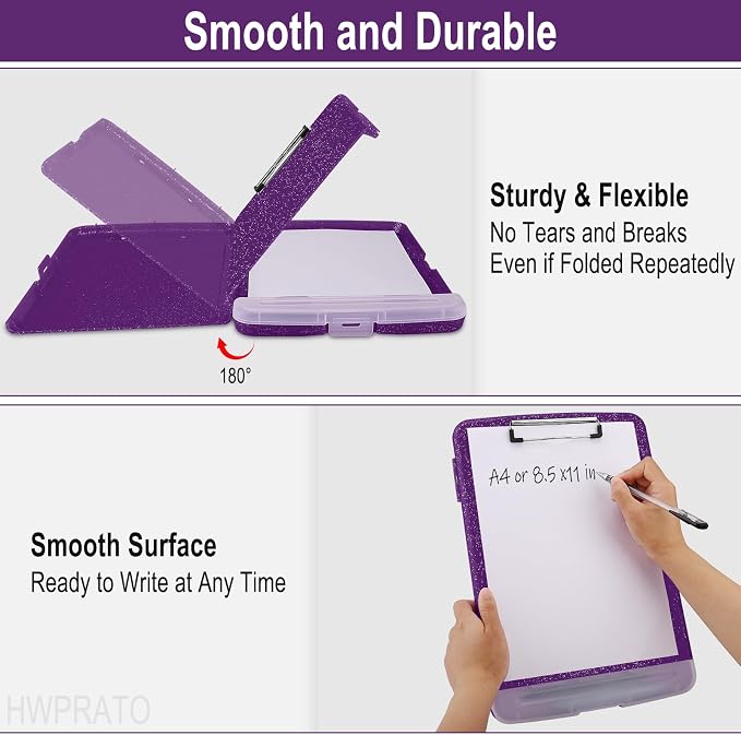 HWPRATO Glitter Clipboard with Storage, Clip Boards 8.5x11 with Pen Holder - Image 6