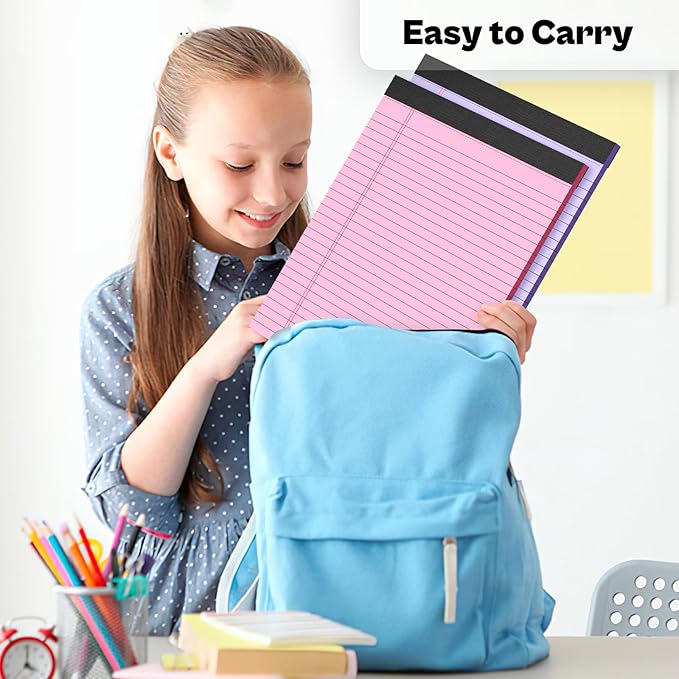 2 Pack Legal Pads 8.5 x 11 Pink Note Pads 8.5 x 11 Purple Notepad 8.5 x 11 Perforated Writing Pads 8.5 x 11 Lined Paper Pads Wide Ruled Pad of Paper 30 Sheets Notebook for Study, To-Do Lists, Office-DeskLoop Office