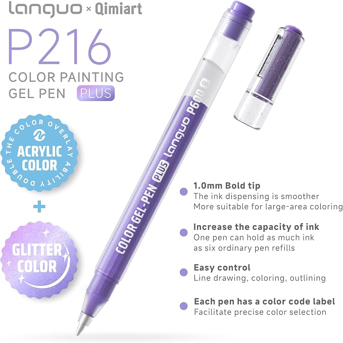 Languo 216 Colors Acrylic Gel Pens - Image 3