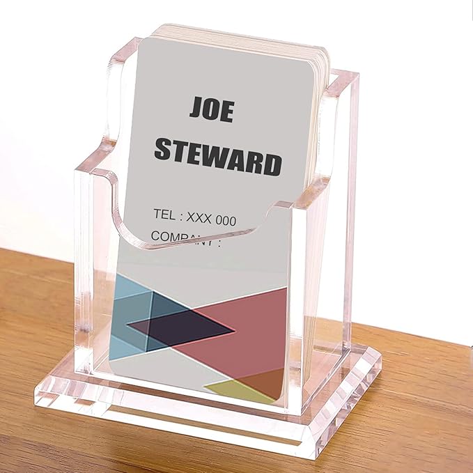 PARTSPOWER 2 Packs Acrylic Business Card Holders for Desk, Vertical Clear Business Name Card Display Stand, Desk Accessory Business Name Card Organizer (Vertical, 1-Slot)-DeskLoop Office
