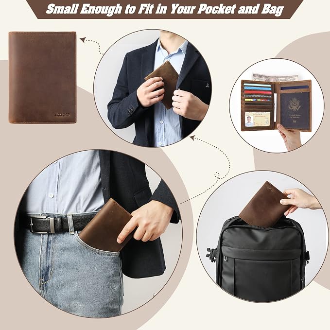 Jack&Chris Leather Passport Holder RFID Blocking Passport Travel Wallet Cover - Image 7