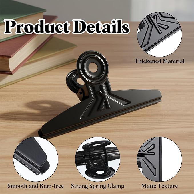 6 Pack Extra Large Bulldog Clips Extra Large Bulldog Clips 7.9 Inches Jumbo - Image 3