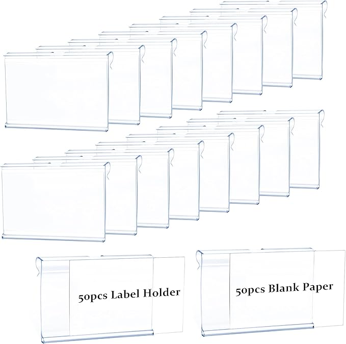 50pcs Labels for Storage Bins Plastic Label Clip, Basket Labels Clip On Wire by PUPINGPIG