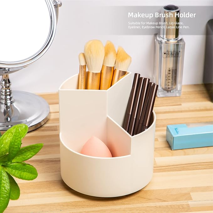 Desk Pencil Pen Holder, 3 Slots 360-Degree Spinning Organizers, Desktop Storage - Image 6