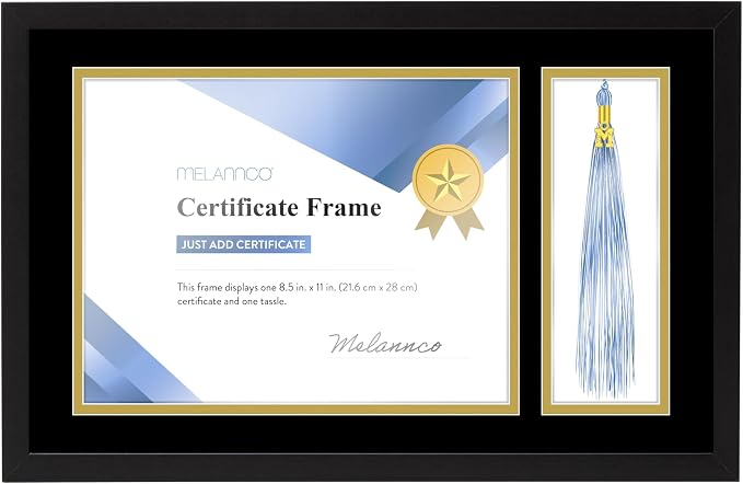 MELANNCO Diploma Frame with Tassel Holder, Horizontal or Vertical Wall Mount by Melannco
