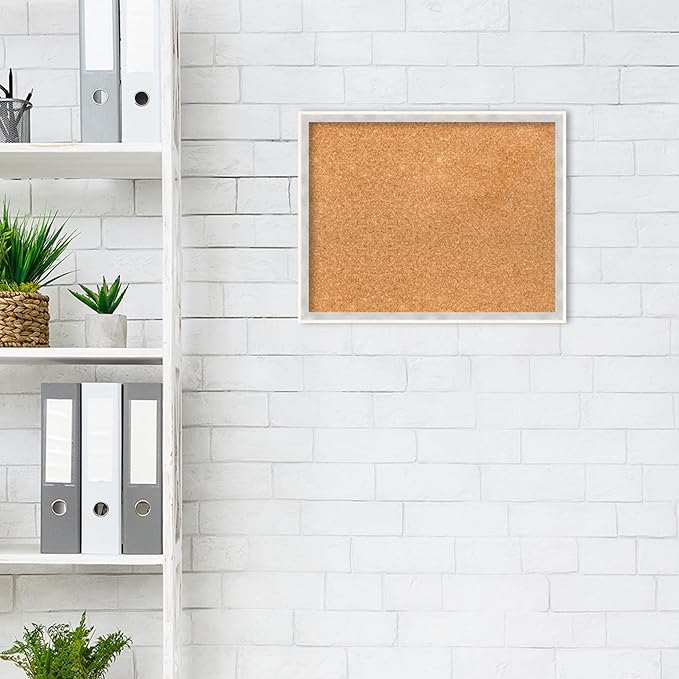 Amanti Art Natural Cork Board for Wall, 15x19 Vision Board with White Frame, Small Corkboard Office Decor for Home Organization, Modern Corkboard Pinboard to Display Items for Home Organization in-DeskLoop Office