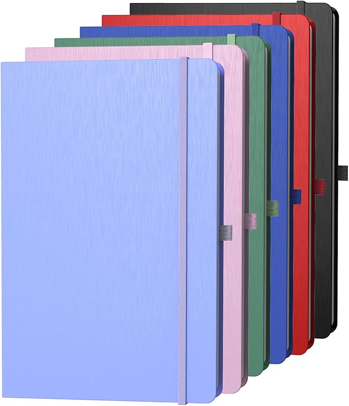 A5 Lined Journal Notebook, 7mm College Ruled Notepad, Journaling for Writing, Work, School, Travel and Note Taking, Hardcover 160 Pages (80 Sheets) 5.79 x 8.3 inches 6 Pack Multicolored-DeskLoop Office