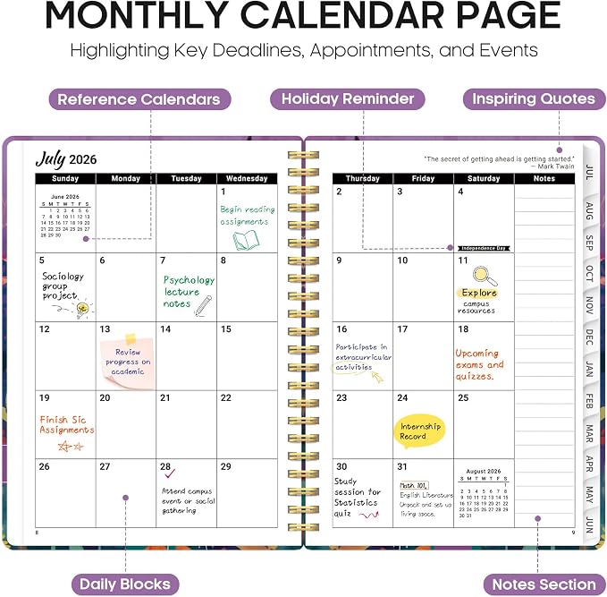 Planner 2026-2027, Academic Year Monthly and Weekly Calendar Planner, Jul 2026 - Image 2