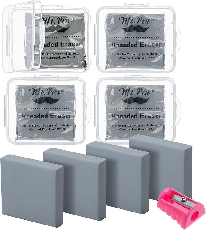 Mr. Pen- Kneaded Eraser Set, 4 Pack | Gray Moldable Art Erasers by MrPen
