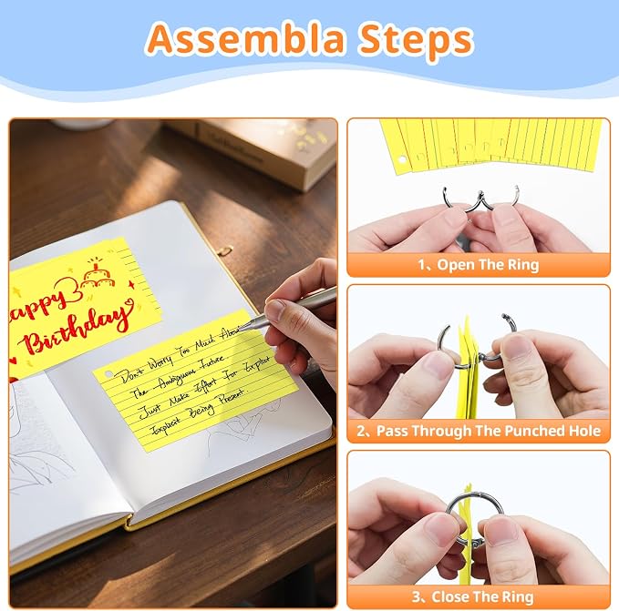 Index Cards 3x5 Inches, Punched Lined Study Card Ruled Flashcards Notecards - Image 6
