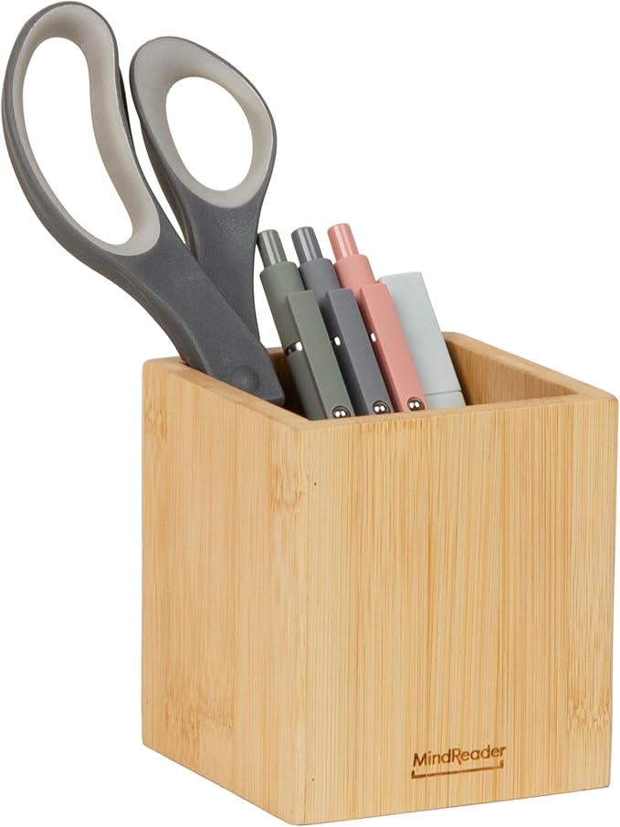 Mind Reader Pen Cup, Accessory Holder, Desktop Organization, 3.5"L x 3.5"W x by MindReader