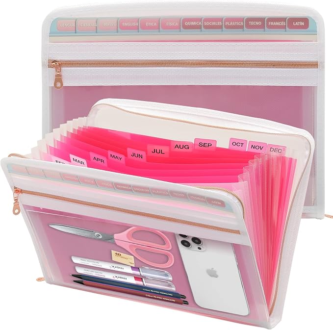 Mukawa 13 Pocket Zippered Expanding File Folder, Accordion File Organizer by Unknown
