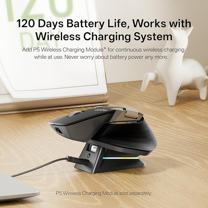 Rapoo MT760 PRO Wireless Mouse, NearLink + Bluetooth 5.0 Multi-Device, 12K DPI, 2K Polling, Ergo for Work & Gaming, 11 Programmable Buttons, On-Board Memory, Quiet Clicks, USB-C, 120 Days Battery Life-DeskLoop Office